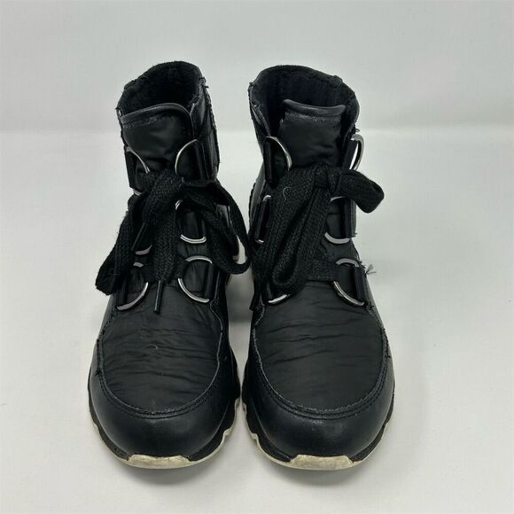 Sorel Kinetic Short Black Leather Lace Up Waterproof Boot Sneakers Size 8.5 - Picture 5 of 13